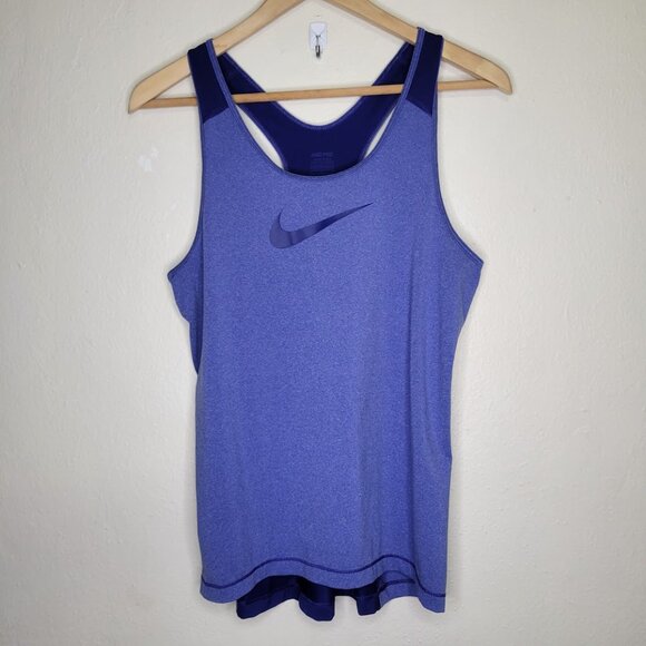NIKE Pro Blue Racerback Tank Top Size L - Picture 1 of 4
